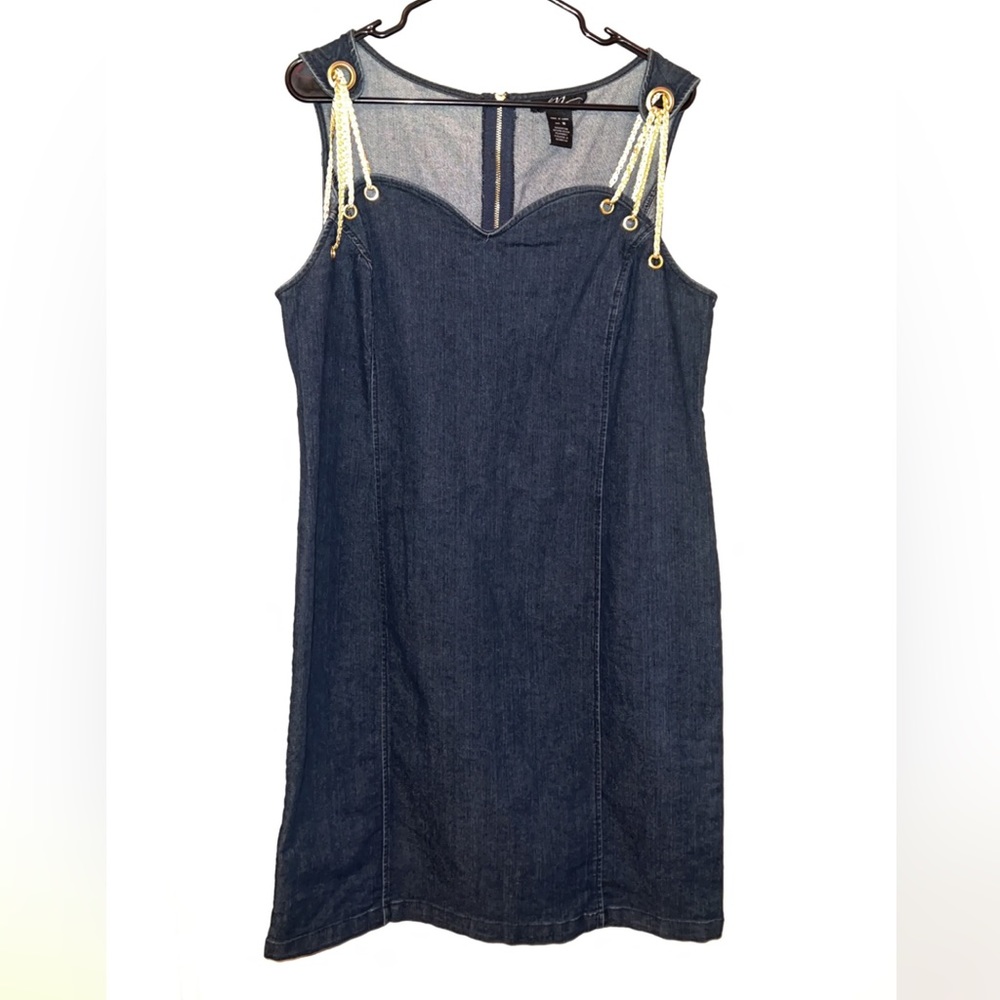 Midnight Velvet Blue jean dress with gold strap detail